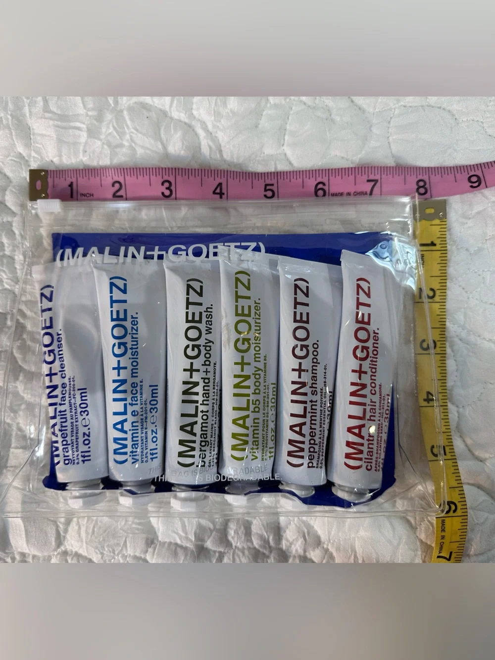 MALIN+GOETZ Bestsellers Travel Kit Set of Six 1 oz Tubes Hair, Body & Face NIP